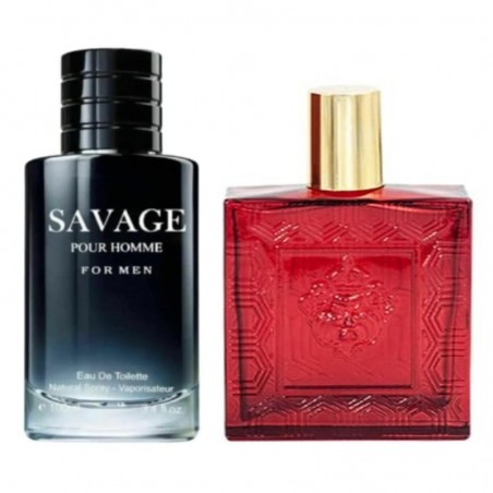 Savage Pour Home & Lion Versatile Red Flame Cologne pour hommes, eau de toilette en vaporisateur naturel (inspirée de Sauvage & Versase Red Flame), 100 ml chacun