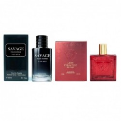 Savage Pour Home & Lion Versatile Red Flame Cologne pour hommes, eau de toilette en vaporisateur naturel (inspirée de Sauvage & Versase Red Flame), 100 ml chacun