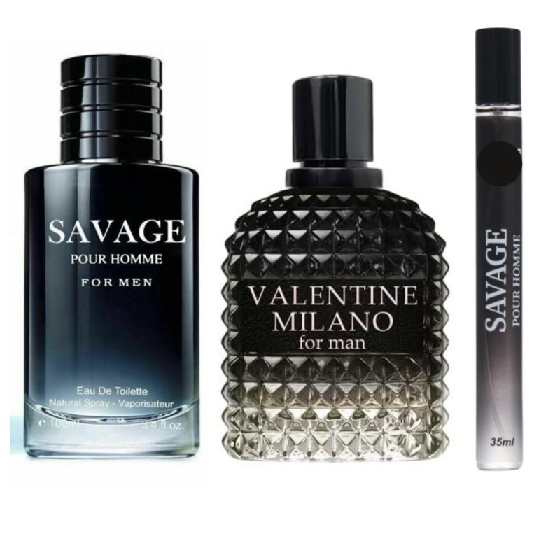 Coffret Combo Cologne & Valentine pour homme - Eau de toilette en vaporisateur naturel, 100 ml chacune, lot de 3