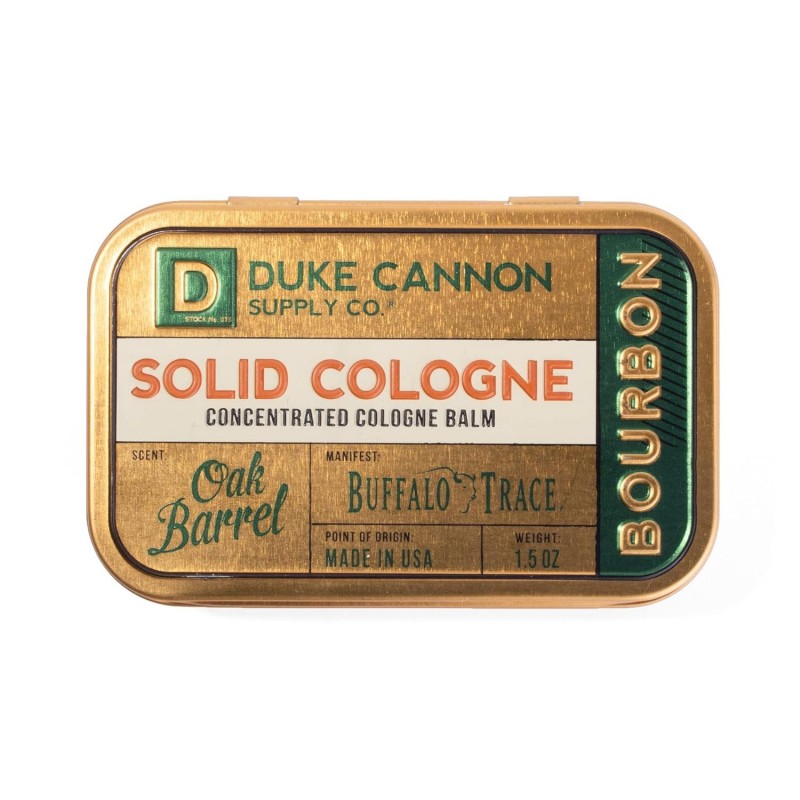 Eau de Cologne solide pour homme Duke Cannon - Bourbon | Baume de Cologne concentré | Fabriqué avec des ingrédients naturels et biologiques | Parfum boisé de fût de chêne