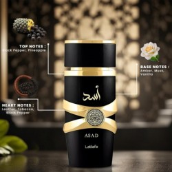 Coffret de Parfums Asad Lattafa 3,4 oz Lattafa Asad Eau De Parfum Lattafa Parfums 4 Cartes Parfumées