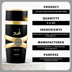 Coffret de Parfums Asad Lattafa 3,4 oz Lattafa Asad Eau De Parfum Lattafa Parfums 4 Cartes Parfumées