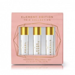 Coffret cadeau de 3 flacons à bille Element Edition pour femme, 3 x 0,33 oz 8 ml - Lot de trois flacons à bille avec nos parfums préférés. Avec perle, quartz rose et émeraude - Tru Fragrance & Beauty